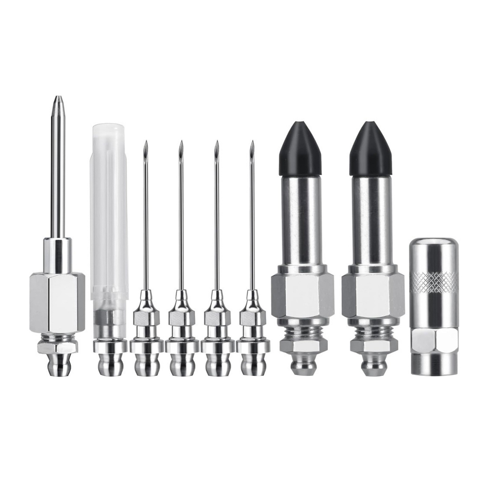 Durable Grease Gun Needle Nozzle Kit with Rubber Adapter Fitting Tool 9Pcs Set
