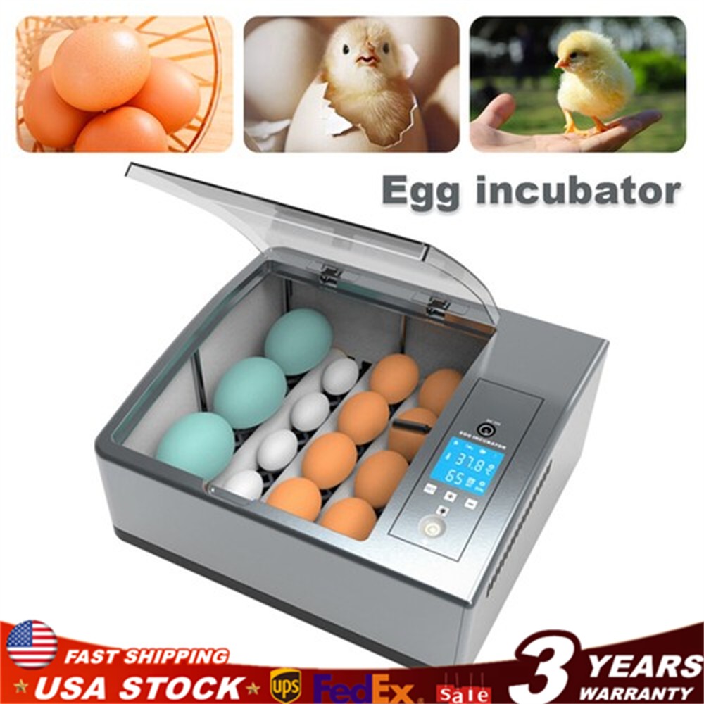 16 Chicken Egg Incubator Fit Hatching Eggs with Automatic Turner Temp Control US