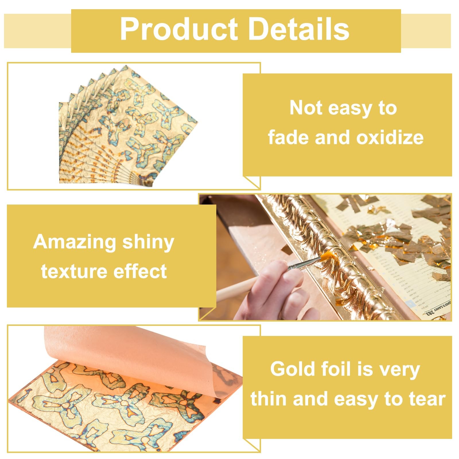 MECCANIXITY Gold Leaf Sheets 3 Leaf Flowers