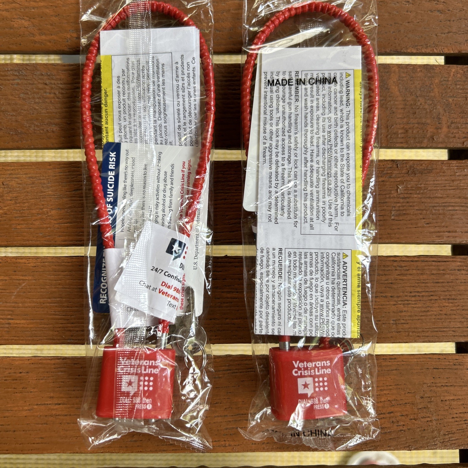 2 Pack Firearm Gun Safety Cable Trigger Lock Factory Sealed New RED Veterans