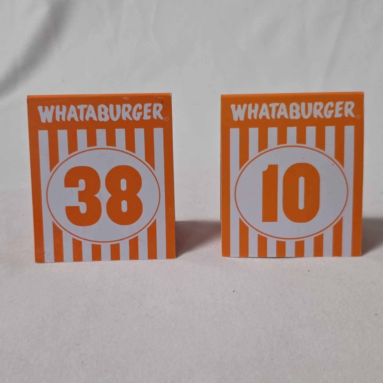 Whataburger Table Numbers 10 & 38 Double Sided Restaurant Table Tents Sign Lot
