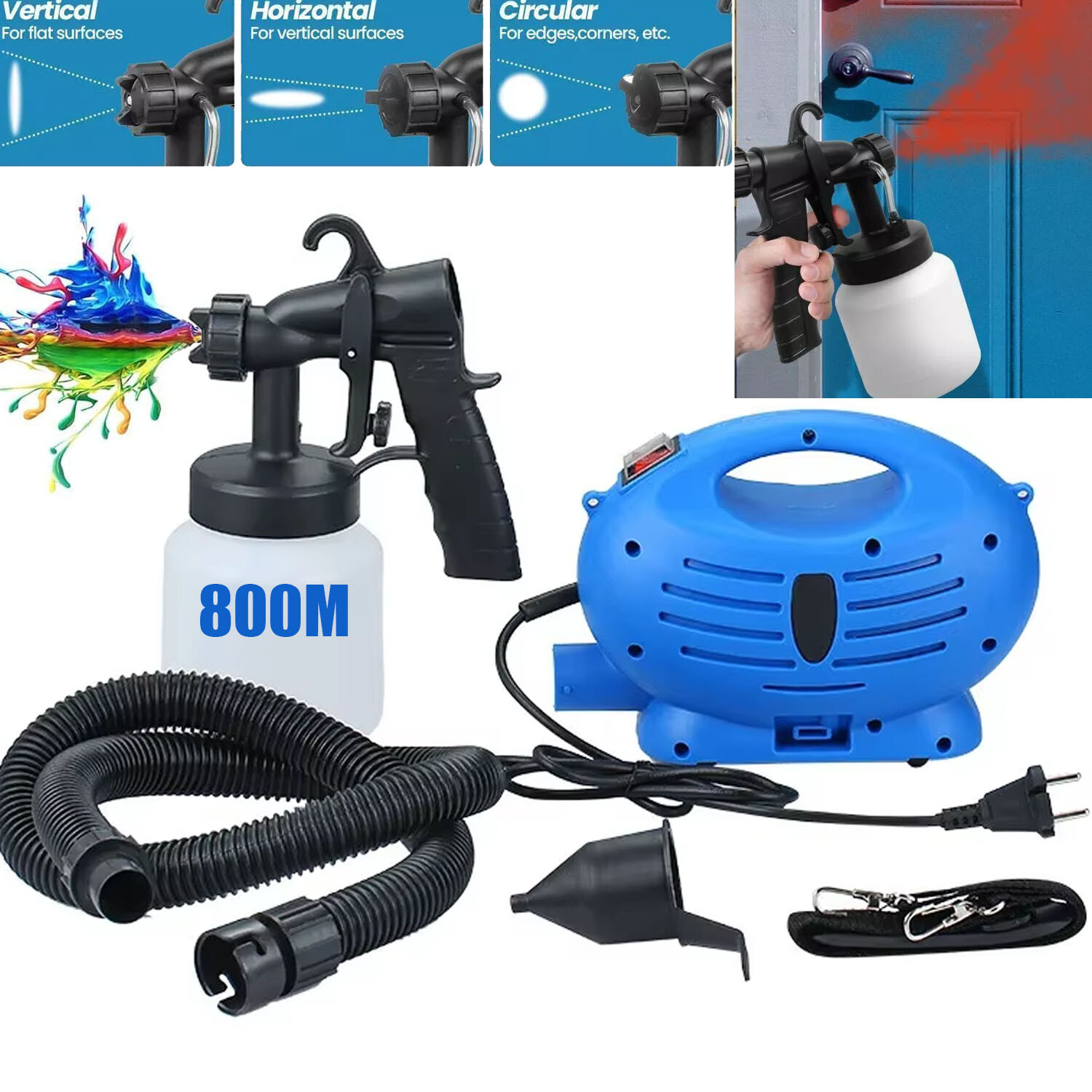 800ML HVLP Paint Sprayer Machine Handheld 650W Electric Spray Gun Painting Tool