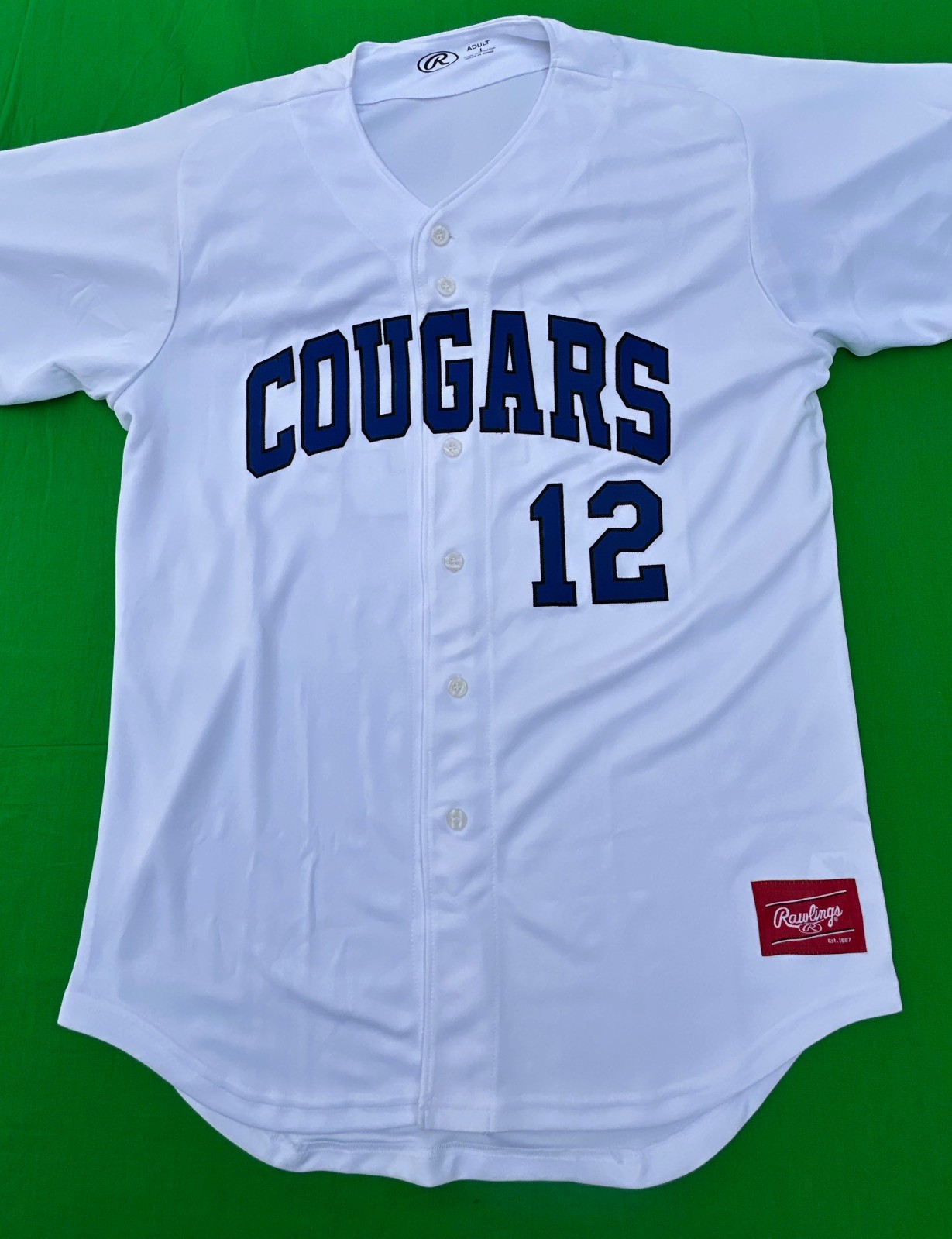 Rawlings Cougars #12 Men's Baseball Jersey Size L.