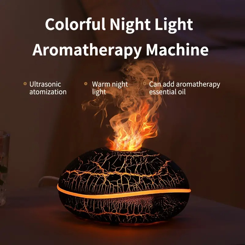 Flame Aromatherapy Diffuser Aroma LED Light Ultrasonic Air Humidifier 200ml