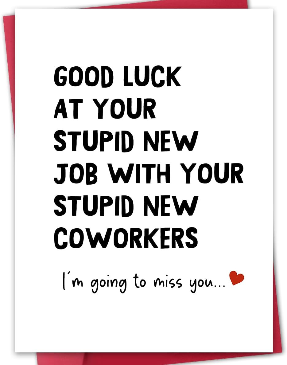 Funny New Job Card, Good Luck Card, Goodbye Card for Coworker, Farewell Gift, Le