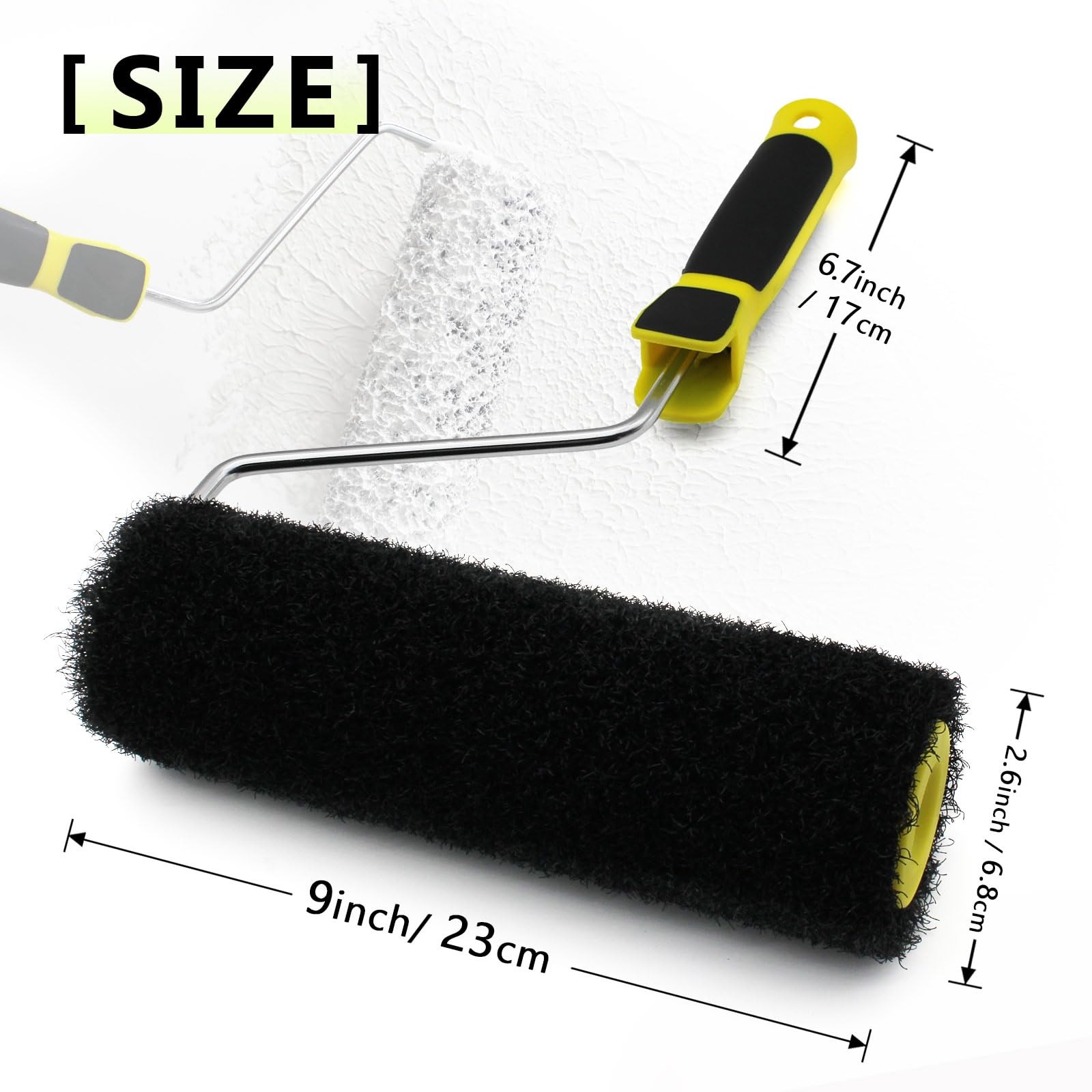 XWADJCD 9 Inch Drywall Compound Roller, Texture Roller 9 Inch, Yellow