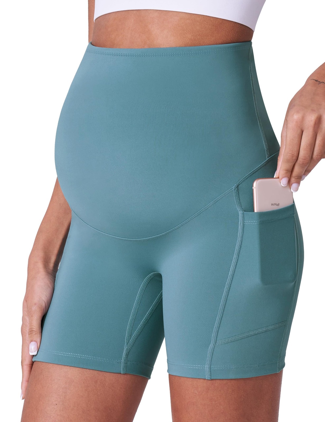 Maternity Shorts for Women Over Belly Biker Workout Yoga Active Summer Pregna...