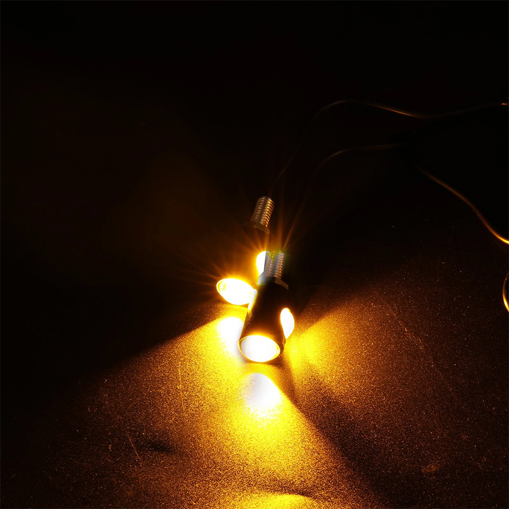 2X Mini LED Motorcycle Turn Signals Indicator Amber Blinker Light Universal Lamp