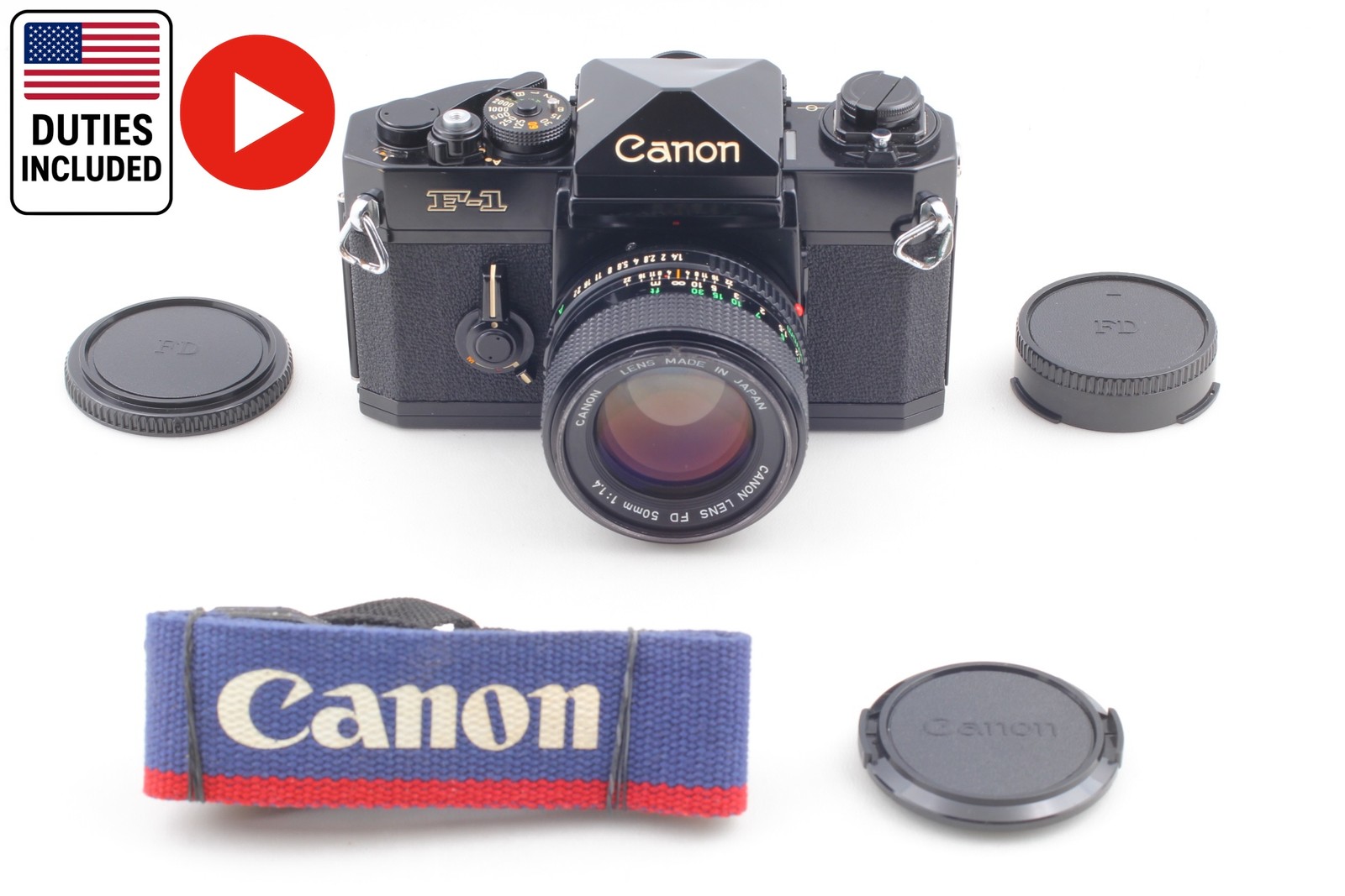[Near MINT + Strap] Canon F-1 Film Camera + New FD NFD 50mm f1.4 Lens From JAPAN
