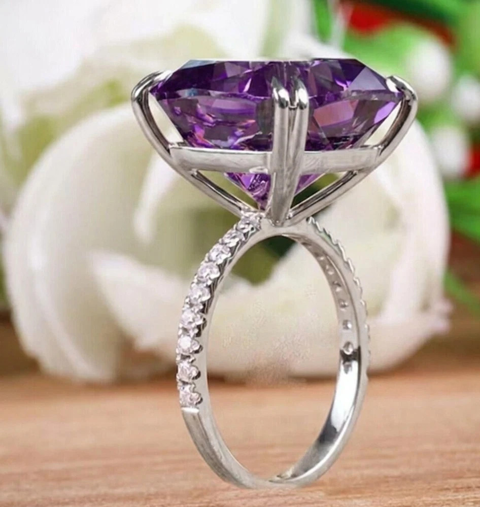 13.00 CT Certified Purple Diamond Ring, Tariffs FREE & Matching Studs .