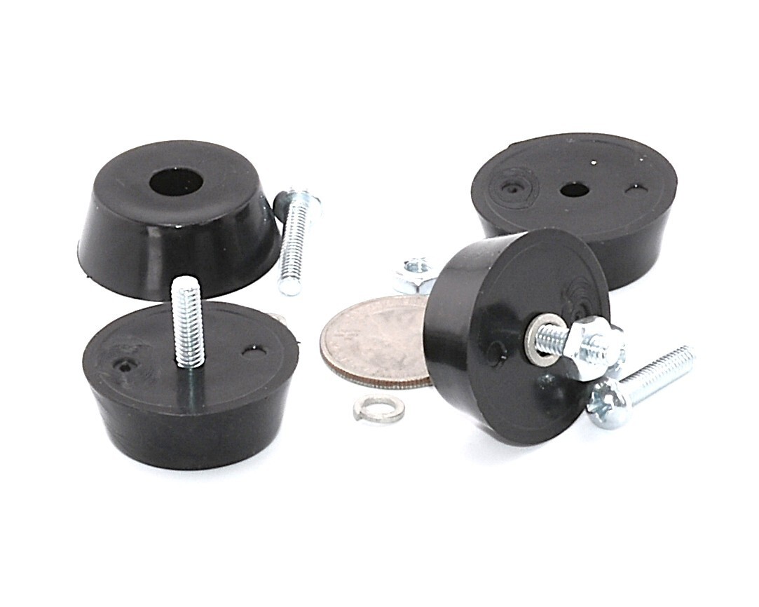 1-1/4" Diameter x 1/2" Tall TPR Rubber Feet w Screws Anti Vibration Mounts