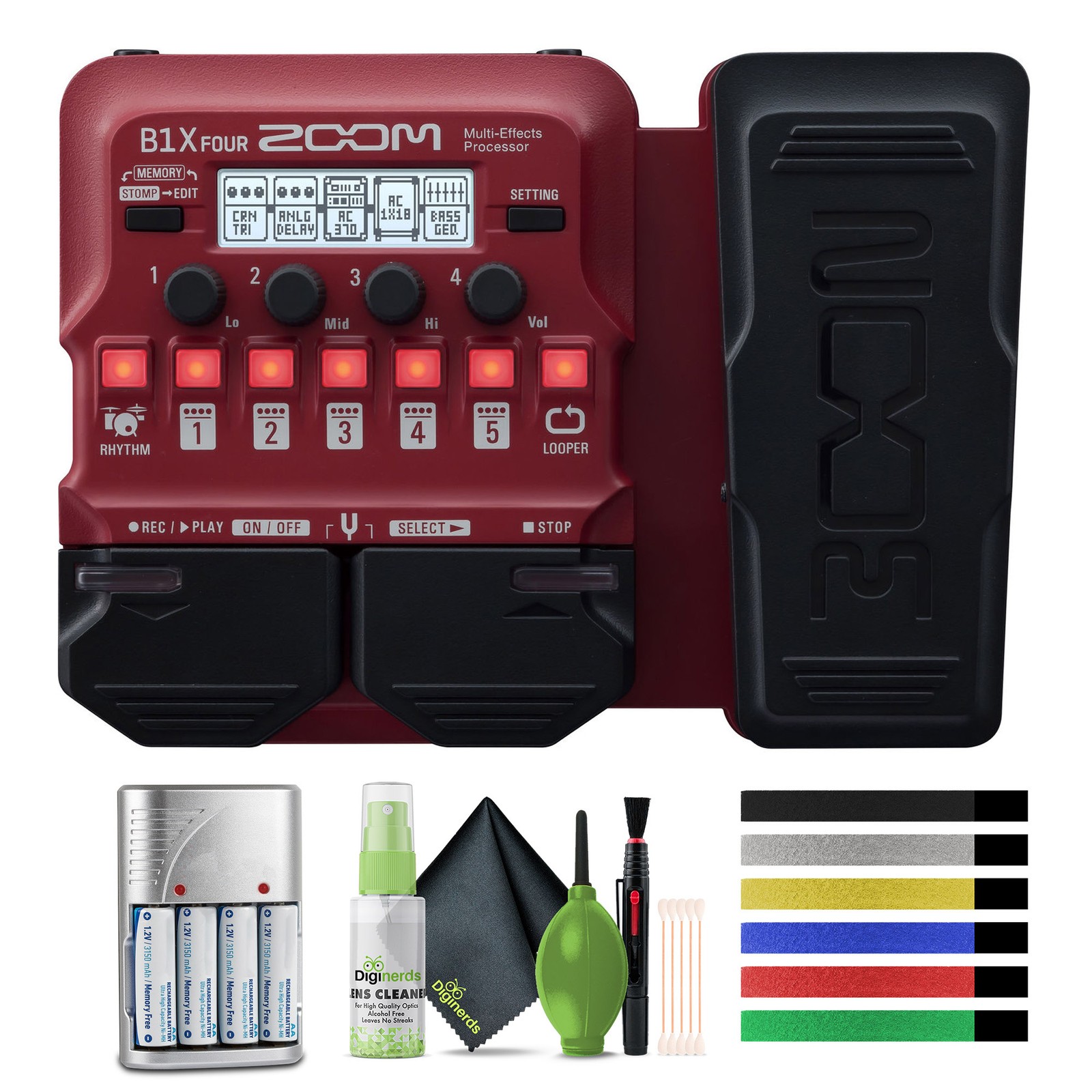 Zoom B1X FOUR Bass Multi-Effects Processor with Expression Pedal, With 70+