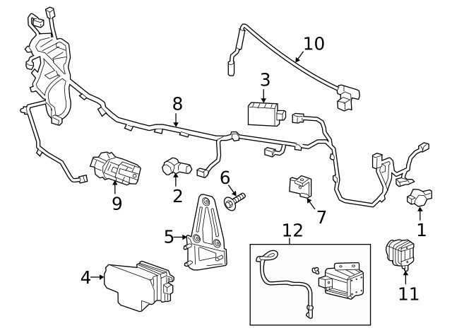 Genuine GM Front Object Alarm Sensor Wiring Harness 84593801