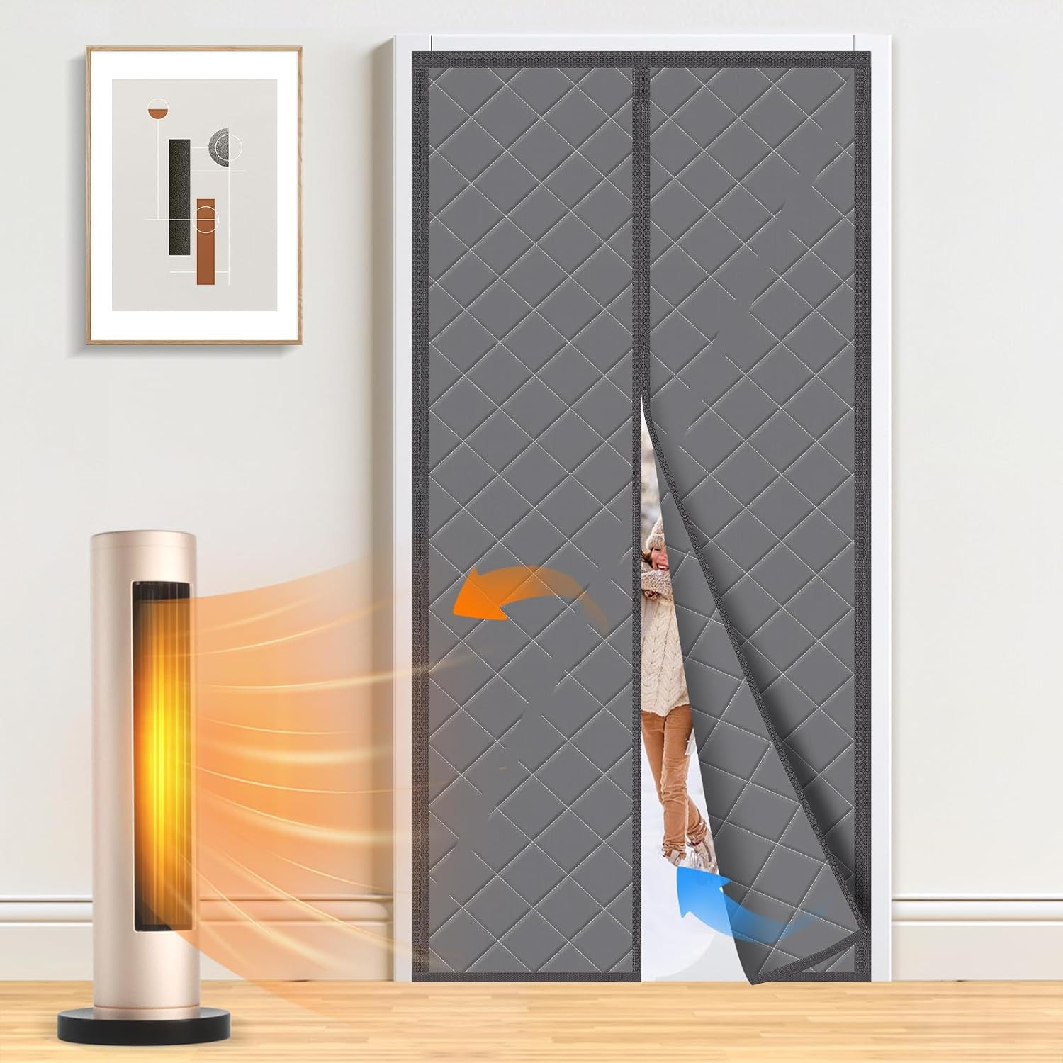 Magnetic Thermal Insulated Door Curtain Temporary Magnetic Screen Door Fits Door