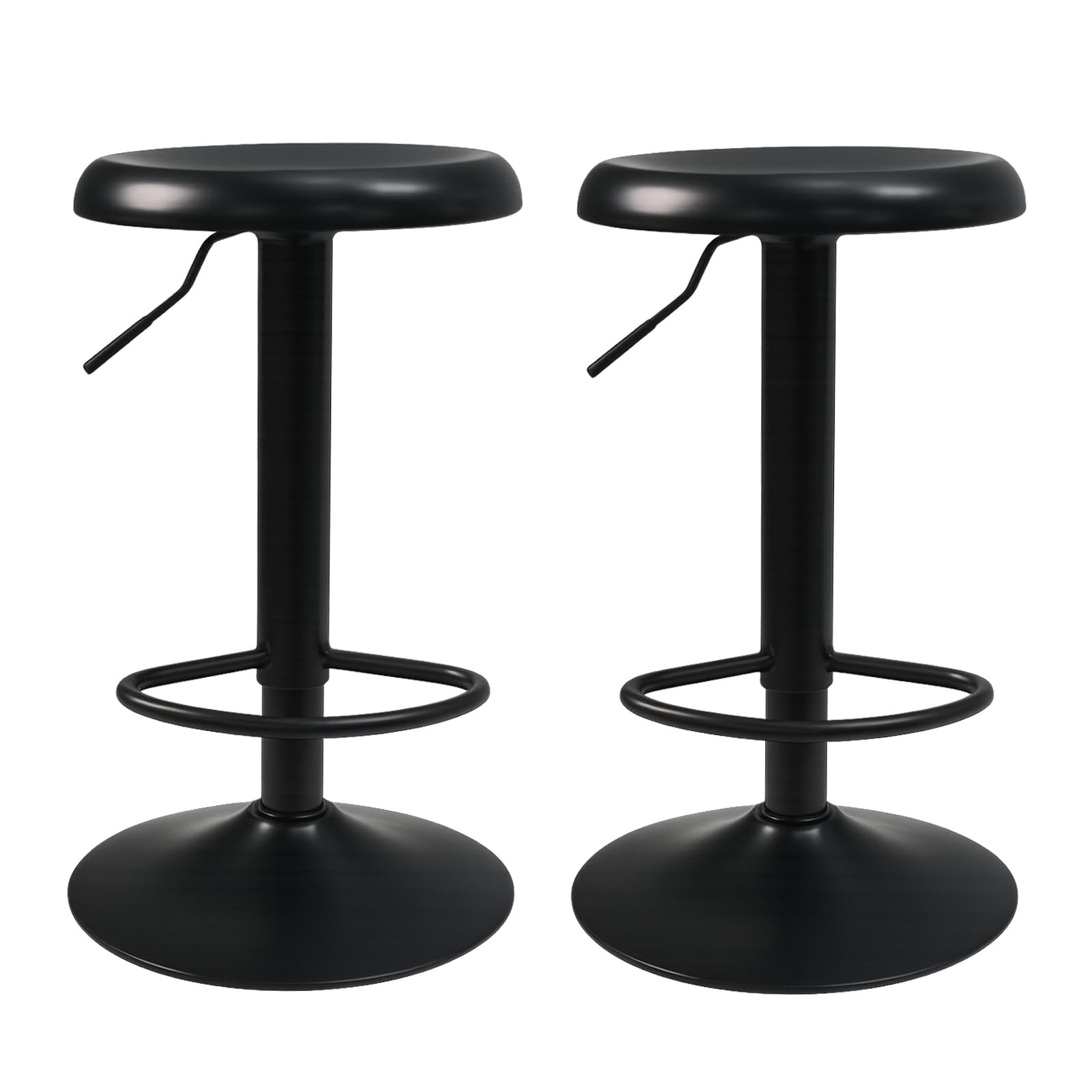 Adjustable Bar Stools Set of 2, Backless Swivel Round Counter & Bar Height Ch...