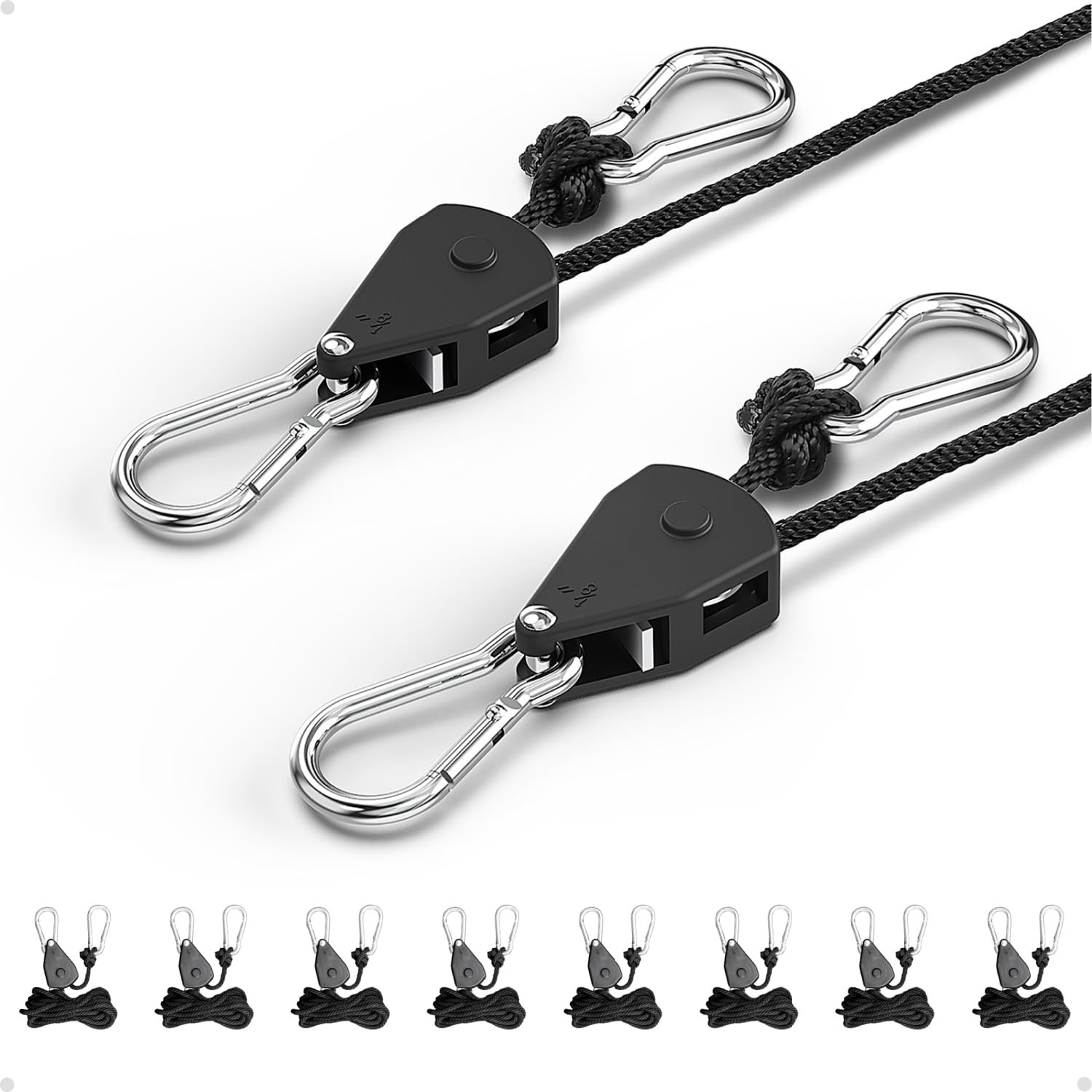 1/8" Mini Ratchet Straps, Ratchet Rope Tie Down, Rope Ratchet Straps | 8-Pack...