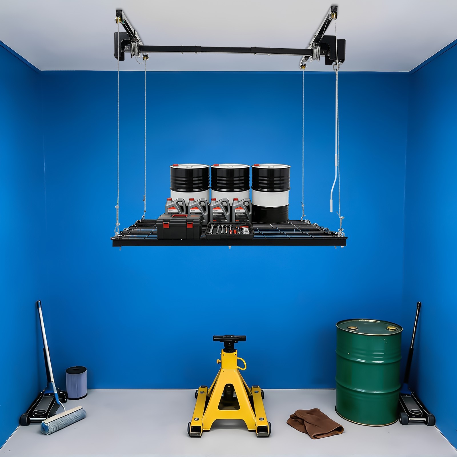 Overhead Garage Lifting Storage Rack Garage Storage Rack Adjustable Height