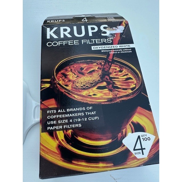 Krups Size 4 Coffee Filters 100 Count Oxygenized White Paper Model 983 USA Made
