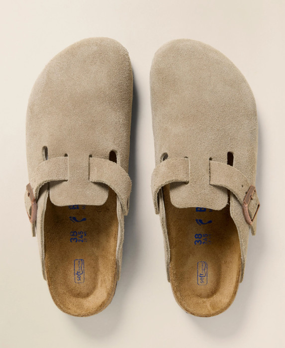 Birkenstock Boston Soft Footbed Clogs Taupe Suede Leather Unisex Sandals EU37-45