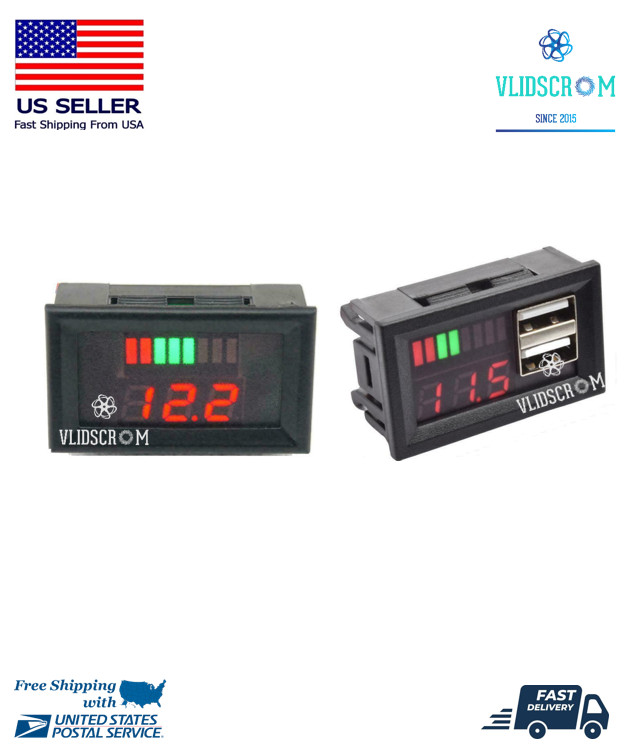 DC Digital Battery Capacity Indicator Voltmeter Voltage Meter Car Tester USB