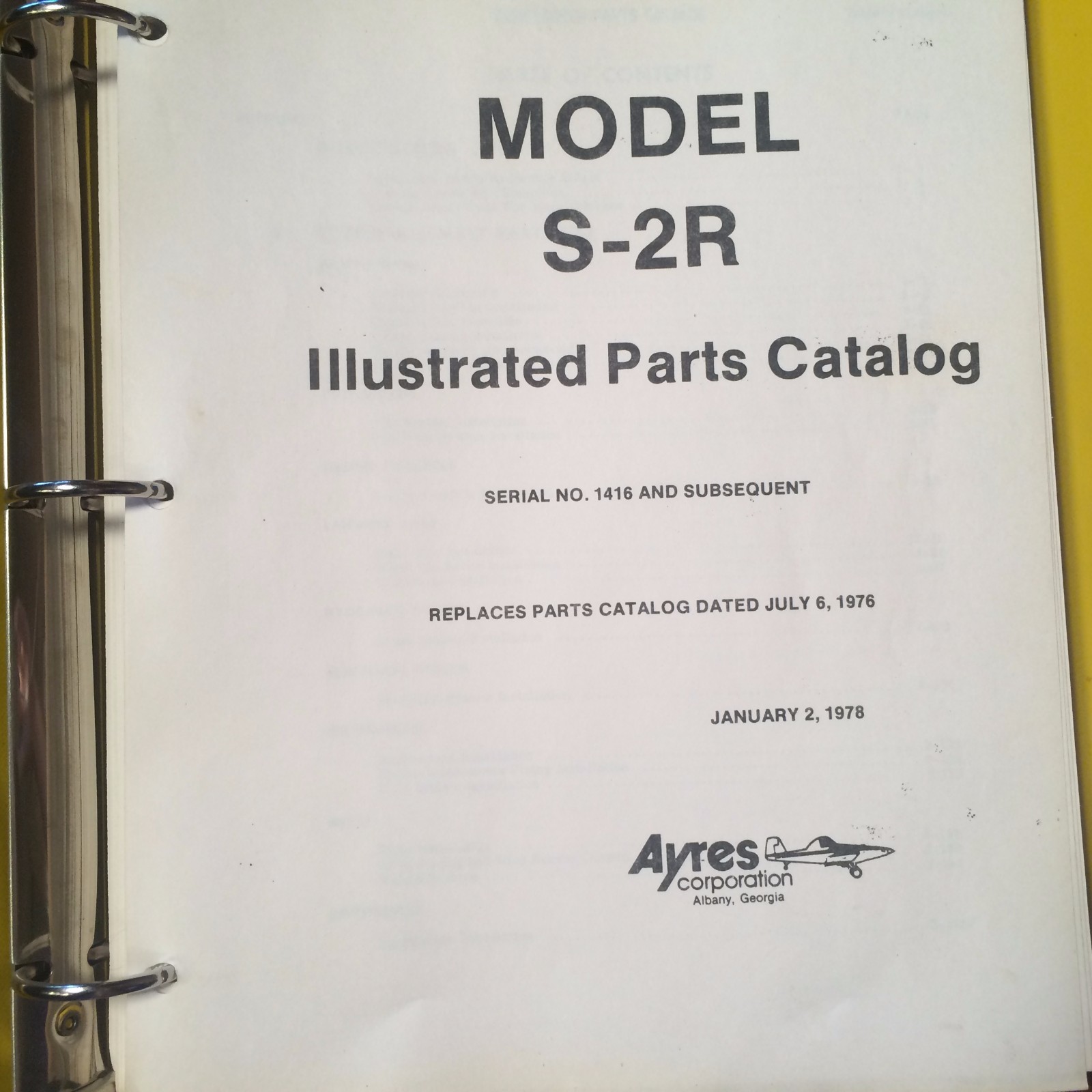 Ayres Thrush Model S-2R Parts Manual