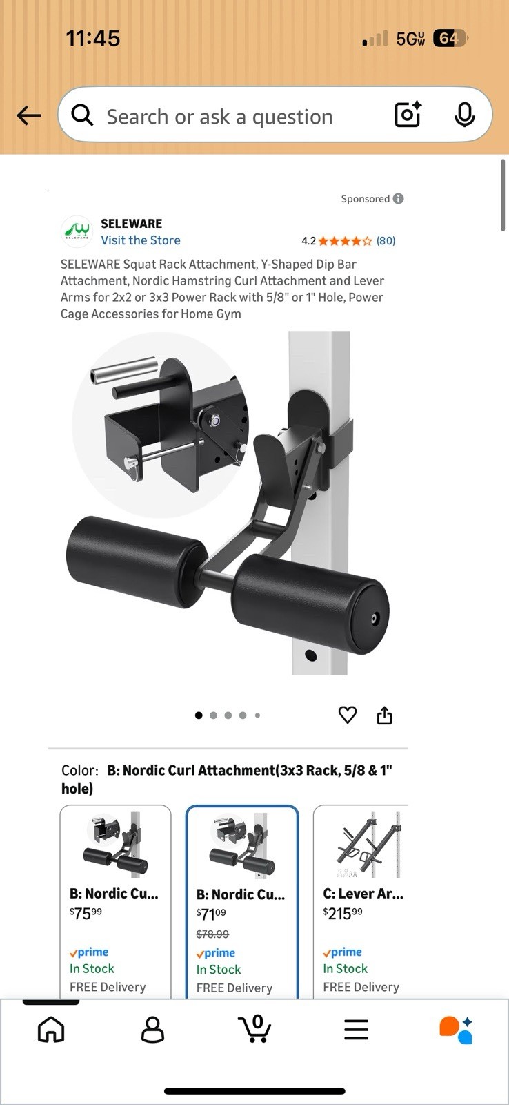 SELEWARE Nordic Curl Attachment for 2x2 3x3 Power Rack, Foam Handles, Black