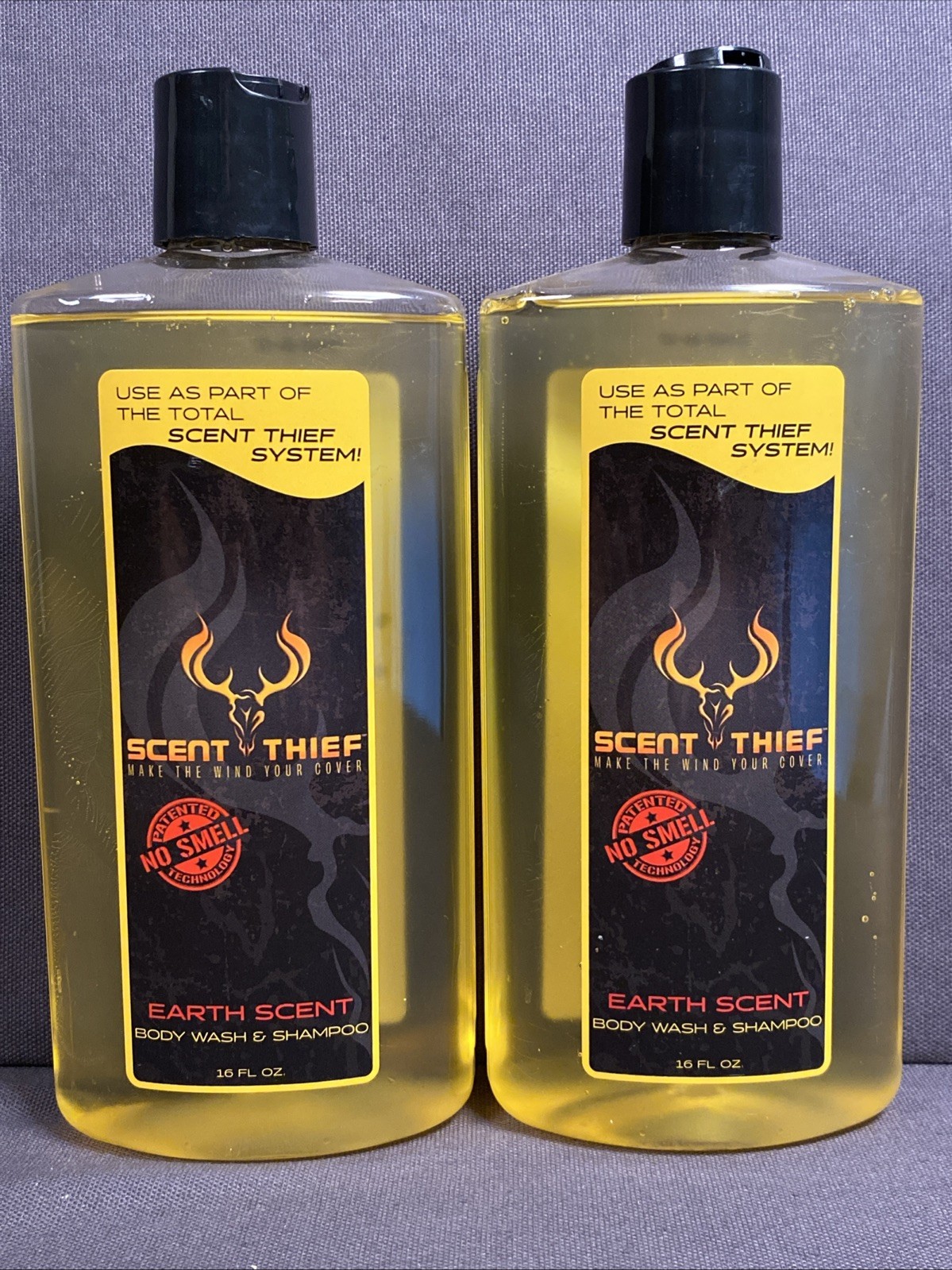 Scent Thief Body Wash & Shampoo 16 oz Earth Scent No Smell Hunting Lot of 2 NEW