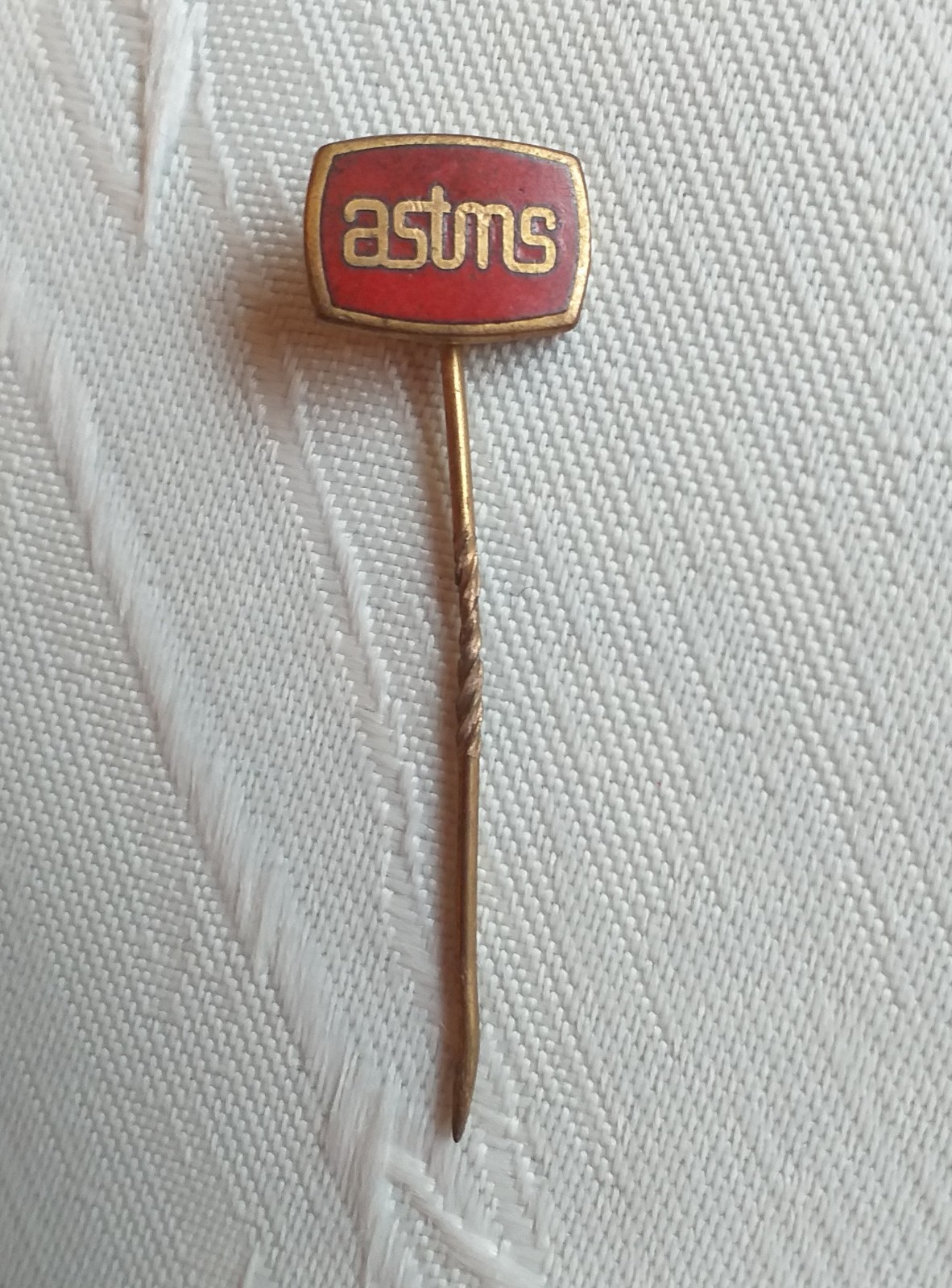 ASTMS enamel stick pin union badge