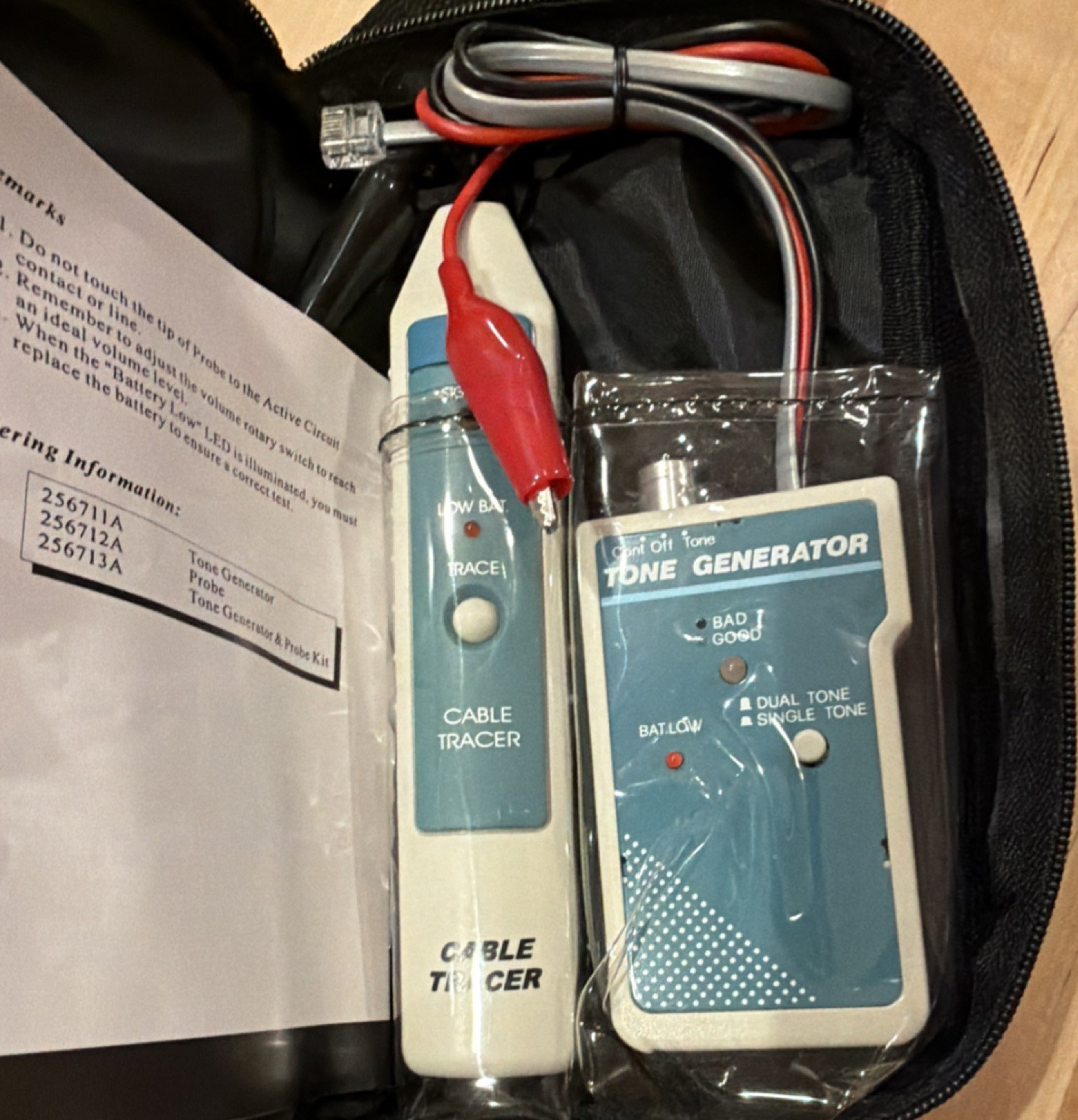 Cable Tracer and Tone Generator Kit RJ11 with Carry Case MPN 256711A