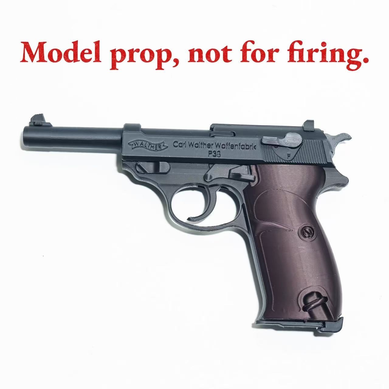 P38 Pistol Prop Model for Film & Cosplay - Plastic, Non-Firing, Inert Replica