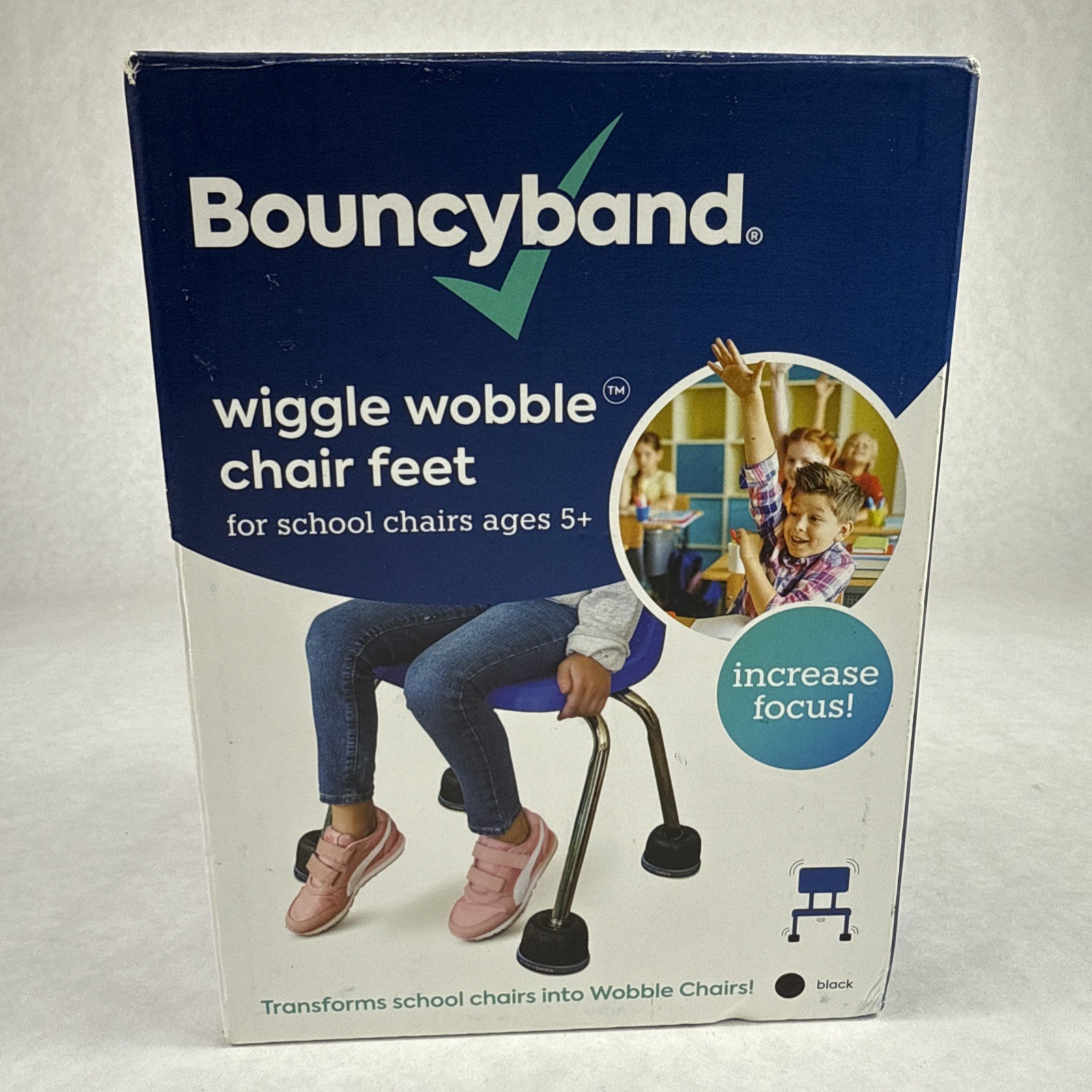 Bouncy Band Wiggle Wobble Chair Feet For Ages 5+ Black Pads Feet Standard NOB