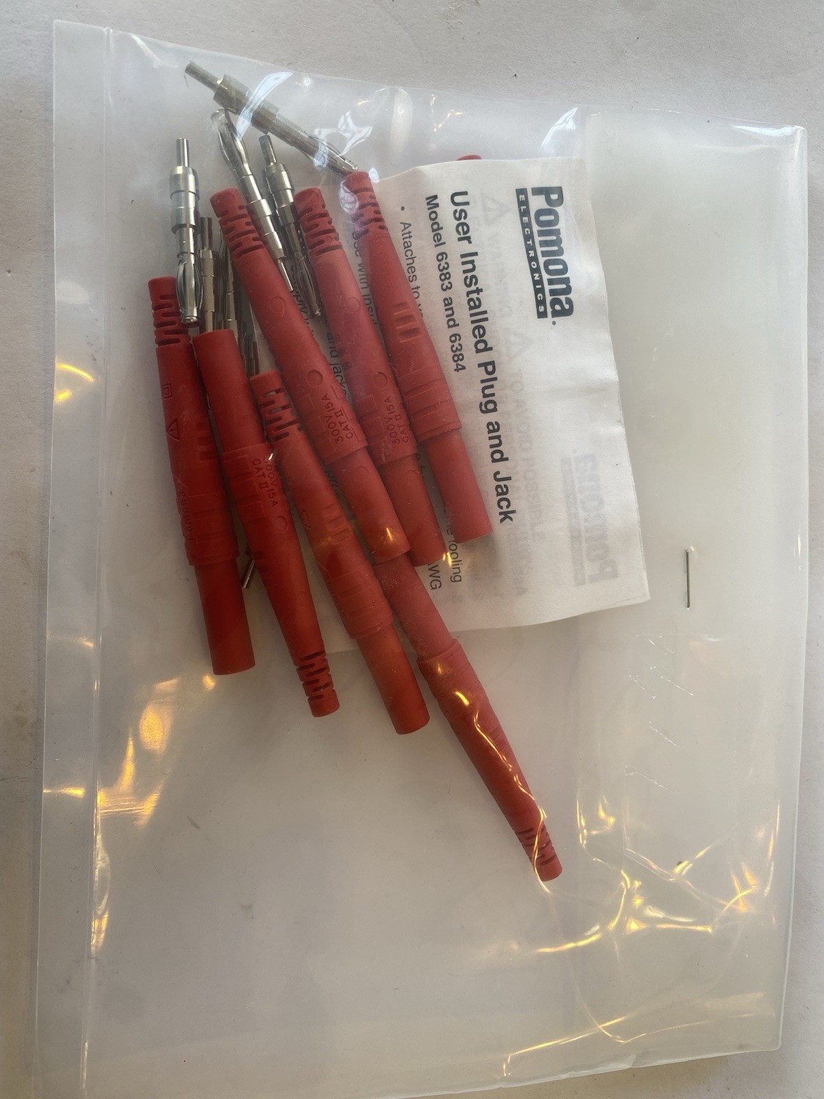 QTY 7 POMONA 6383-2 4mm Male Banana 'RED' Shrouded DIY Kit Rated 15A 300V CAT 2