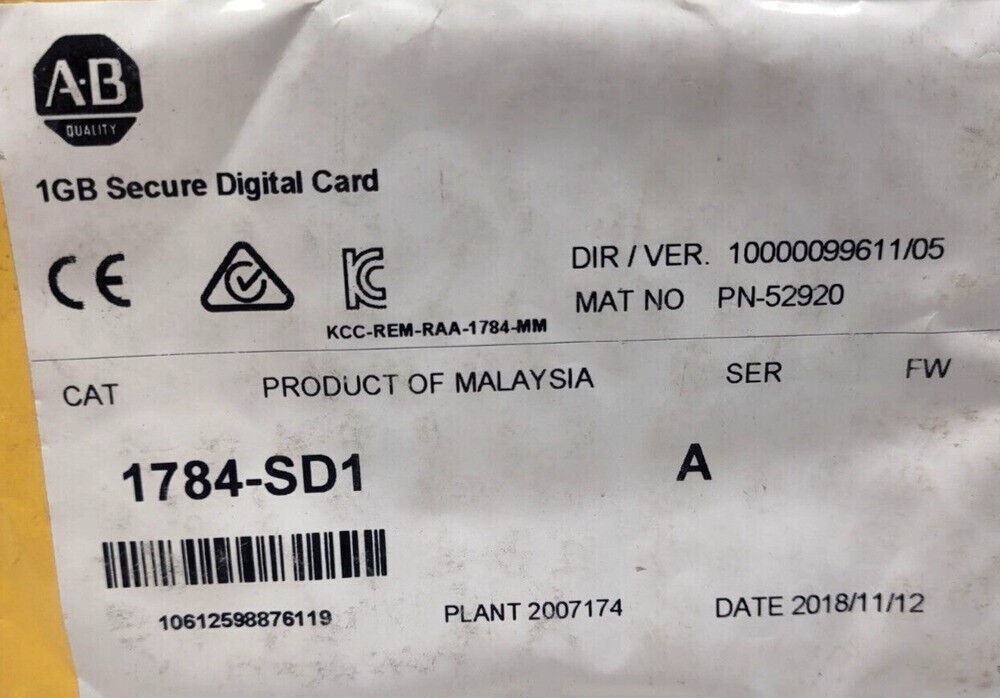 1784-SD1 AB 1GB Secure Digital Card 1784SD1