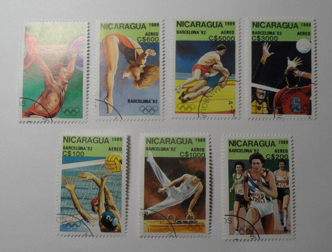 STAMPMART : NICARAGUA 1989 BARCELONA'92 OLYMPIC 7v USED SET