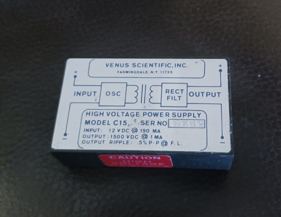 1 ea VENUS SCIENTIFIC MODEL C15 HV PWR SUPPLY 12  to 1500 VDC @ 1mA