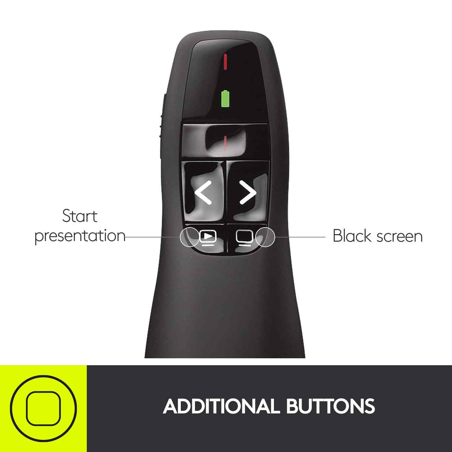 Logitech - R400 Presenter Remote Control - Black