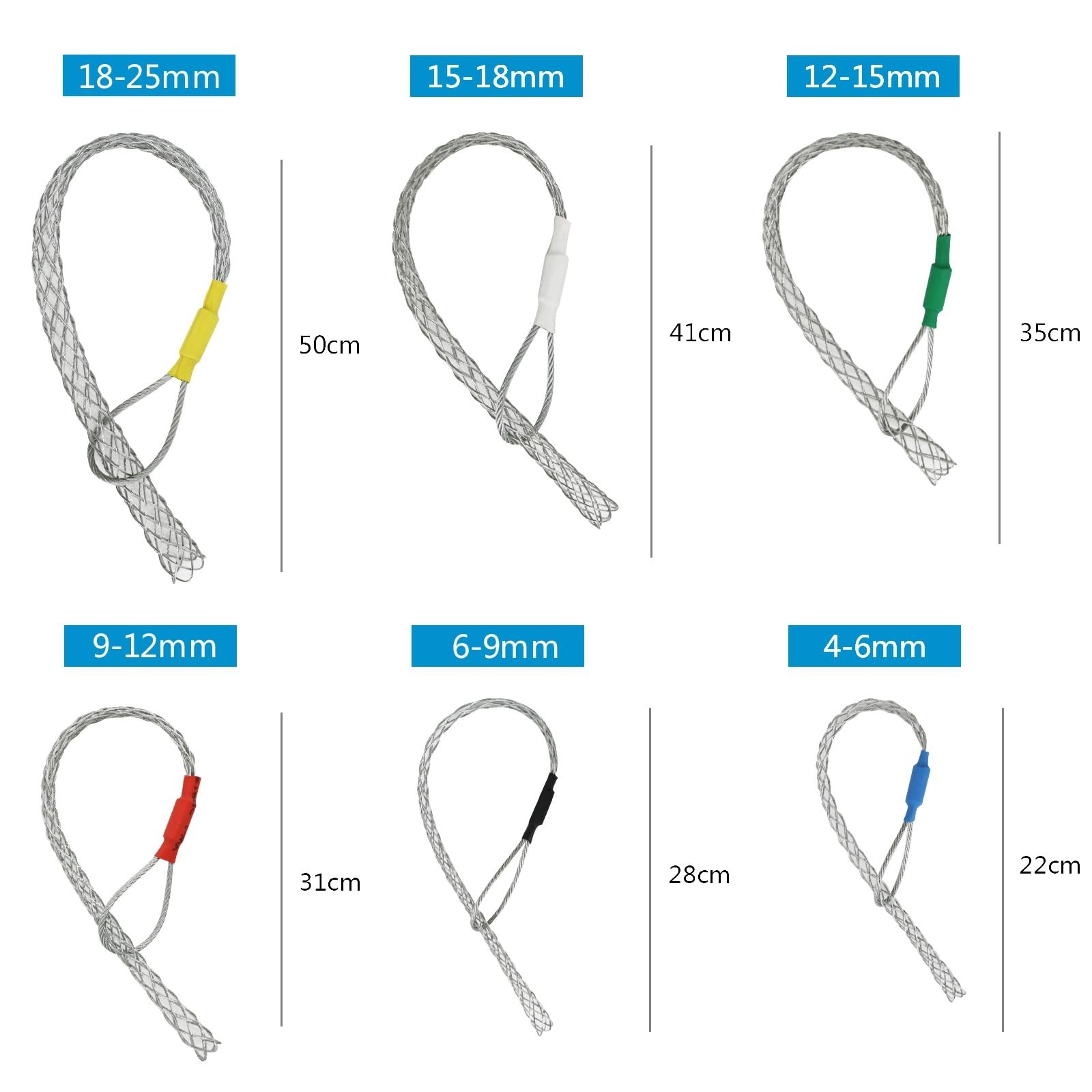 6pcs As A Set Cable Puller Socks Cable Pulling Sock Grip Wire Eye Mesh Wire Grip