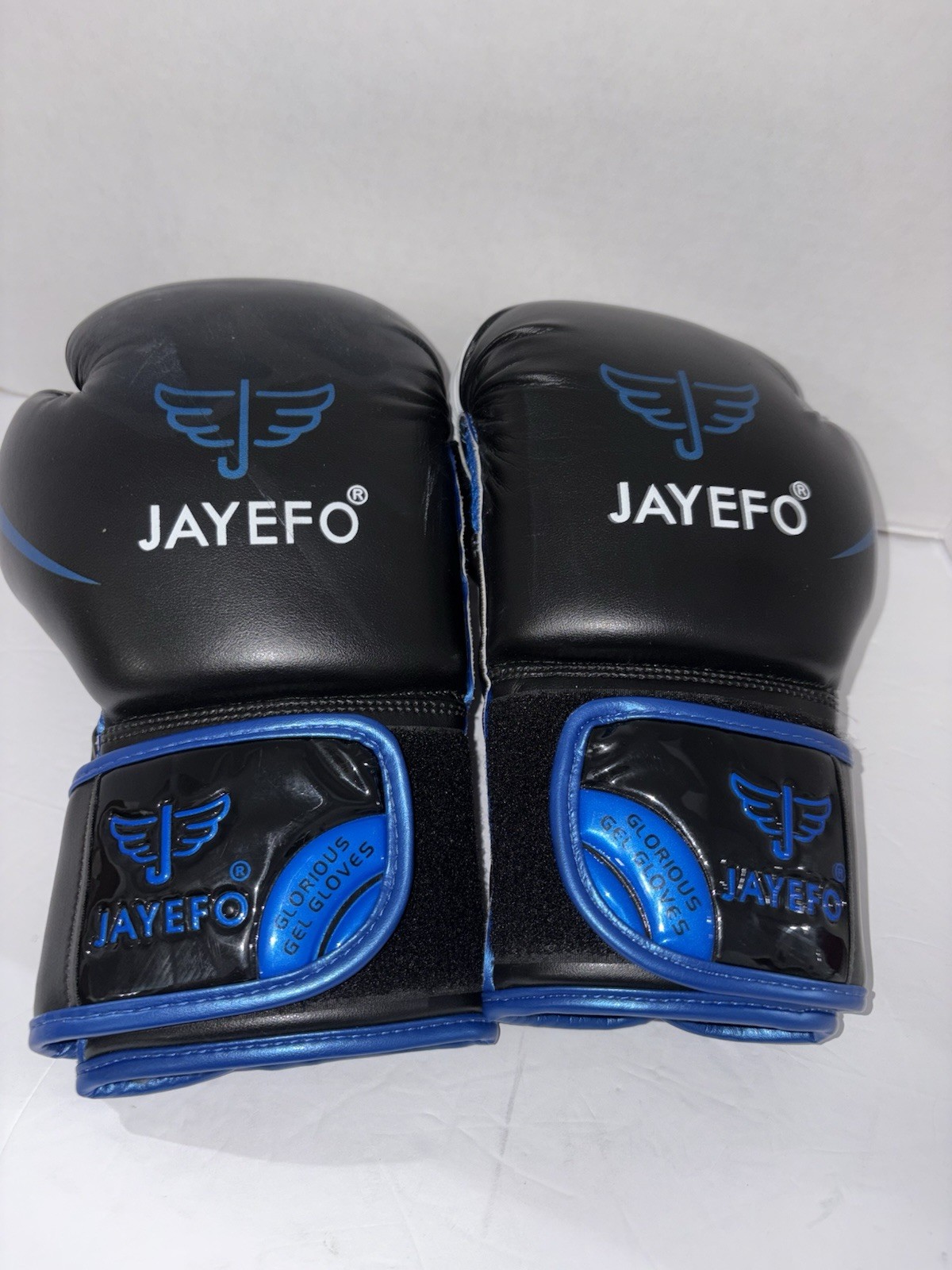 Jayefo Glorious Gel  Boxing Gloves 8 Oz Black Blue Vegan Leather