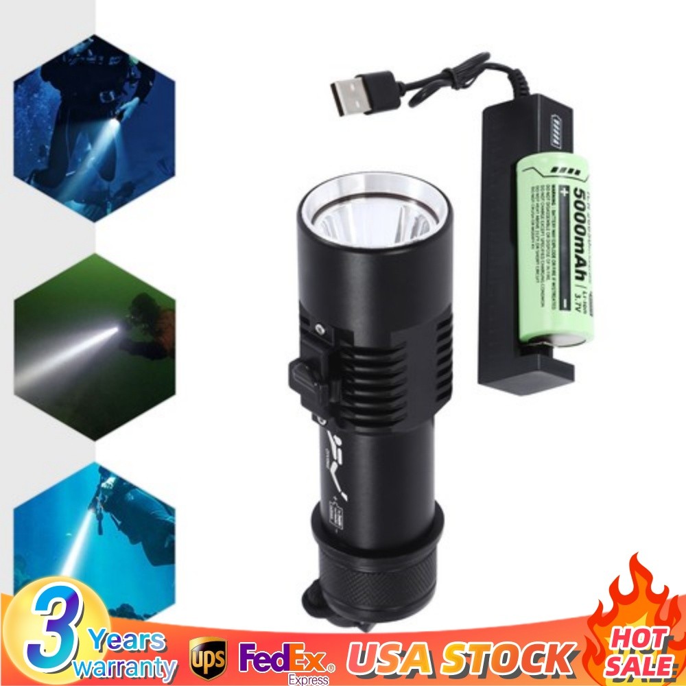 Waterproof  LED Underwater Flashlight Diving Light Dive Scuba Lamp Professional