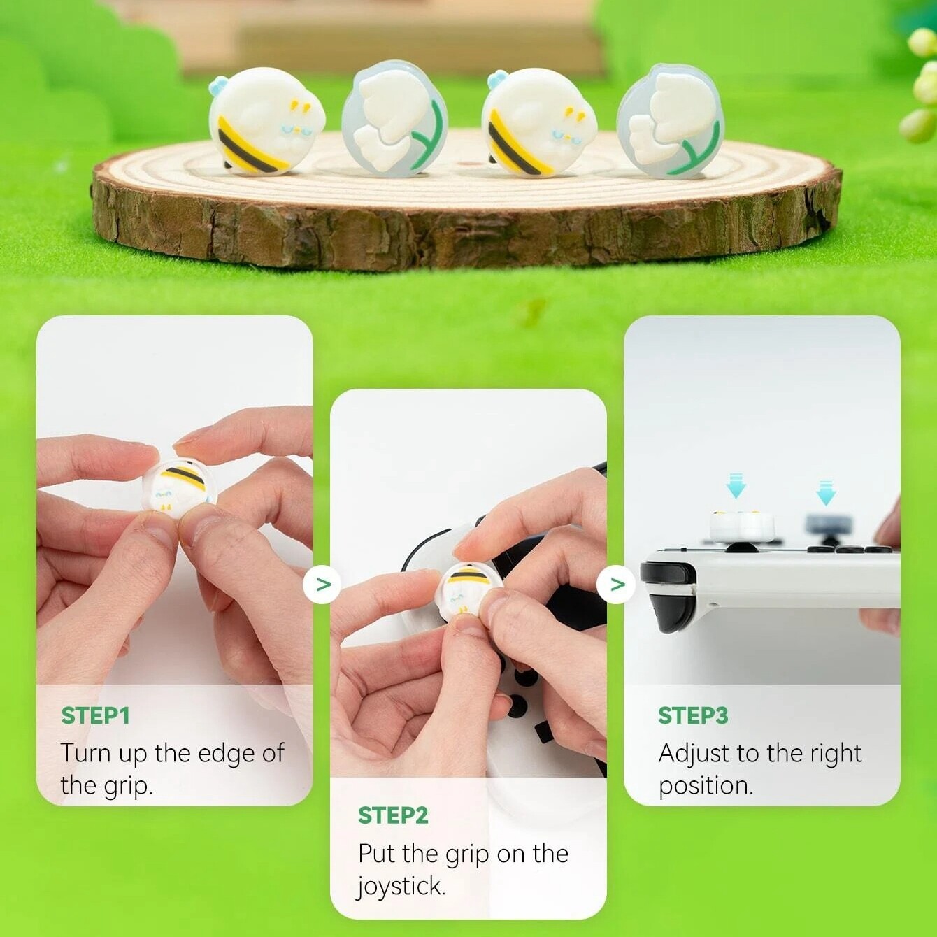 GeekShare 4PCS Thumb Grips Caps for Nintendo Switch / Lite / OLED Soft Silicone