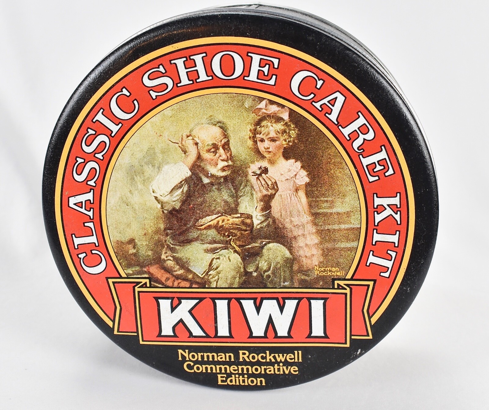 Vtg Kiwi Classic Shoe Care Kit Norman Rockwell Empty Commemorative Edition Tin
