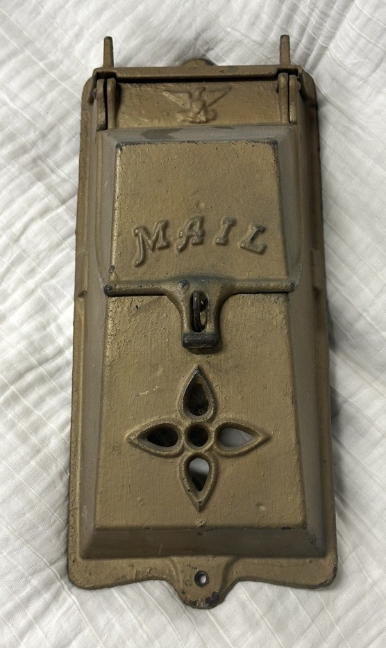 Vintage S.C. Tatum Ornate Cast Iron Mailbox Antique Mail Box RARE Design