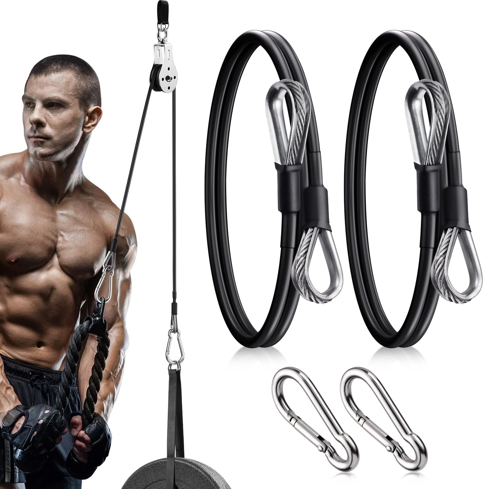 20" Gym Extension Cables  Fitness Rope Attachment for LAT/Tricep Machines