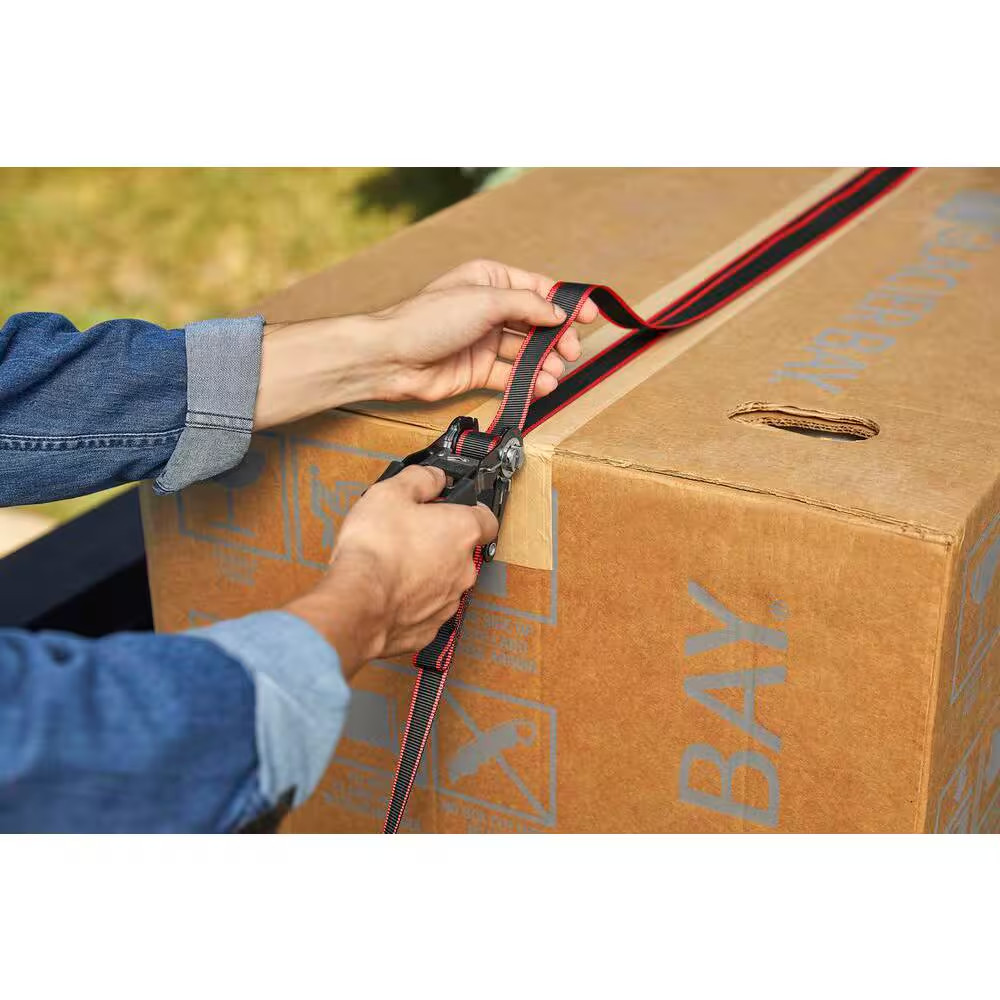 RATCHET TIE-DOWN STRAPS 4-PACK 12 Ft. X 1 in Quick Release Hook 1500 Lbs. Work
