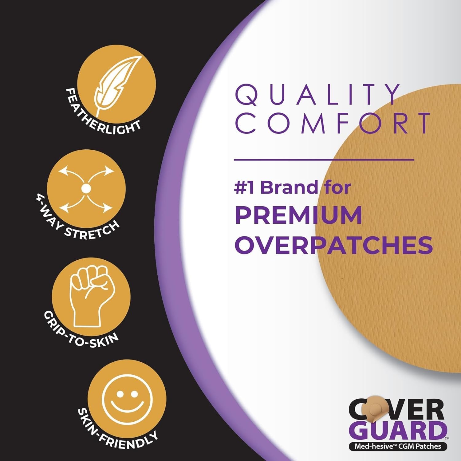 75-Count CGM Overpatch Guardian 4-Cross-Strap Design-Waterproof & AntiFray
