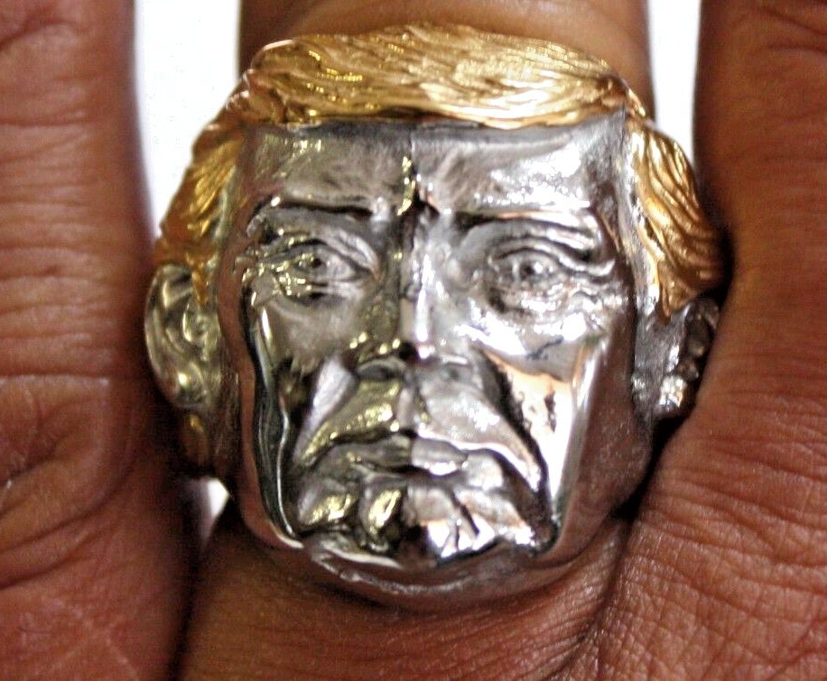 President - Donald Trump Gold Hair Ring, Stainless Steel, Size 7 thru 15
