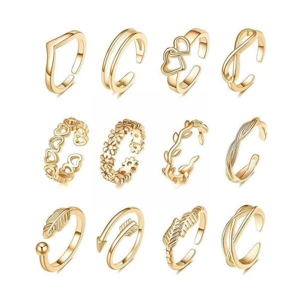 12 Piece Sexy Gold Toe Rings