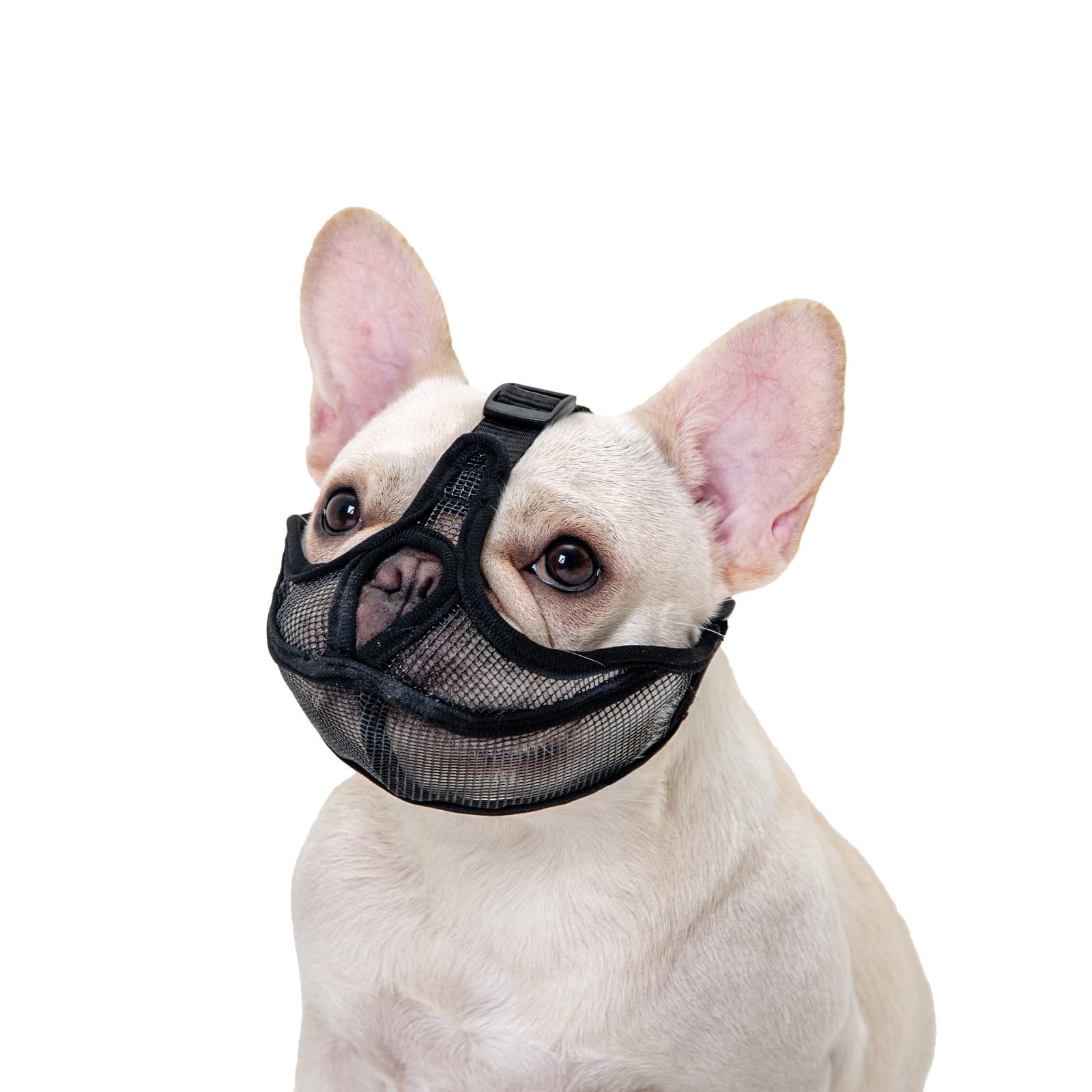 Short Snout Dog Muzzle, Won’t Cover Forehead Bulldog Muzzle Adjustable Breath...