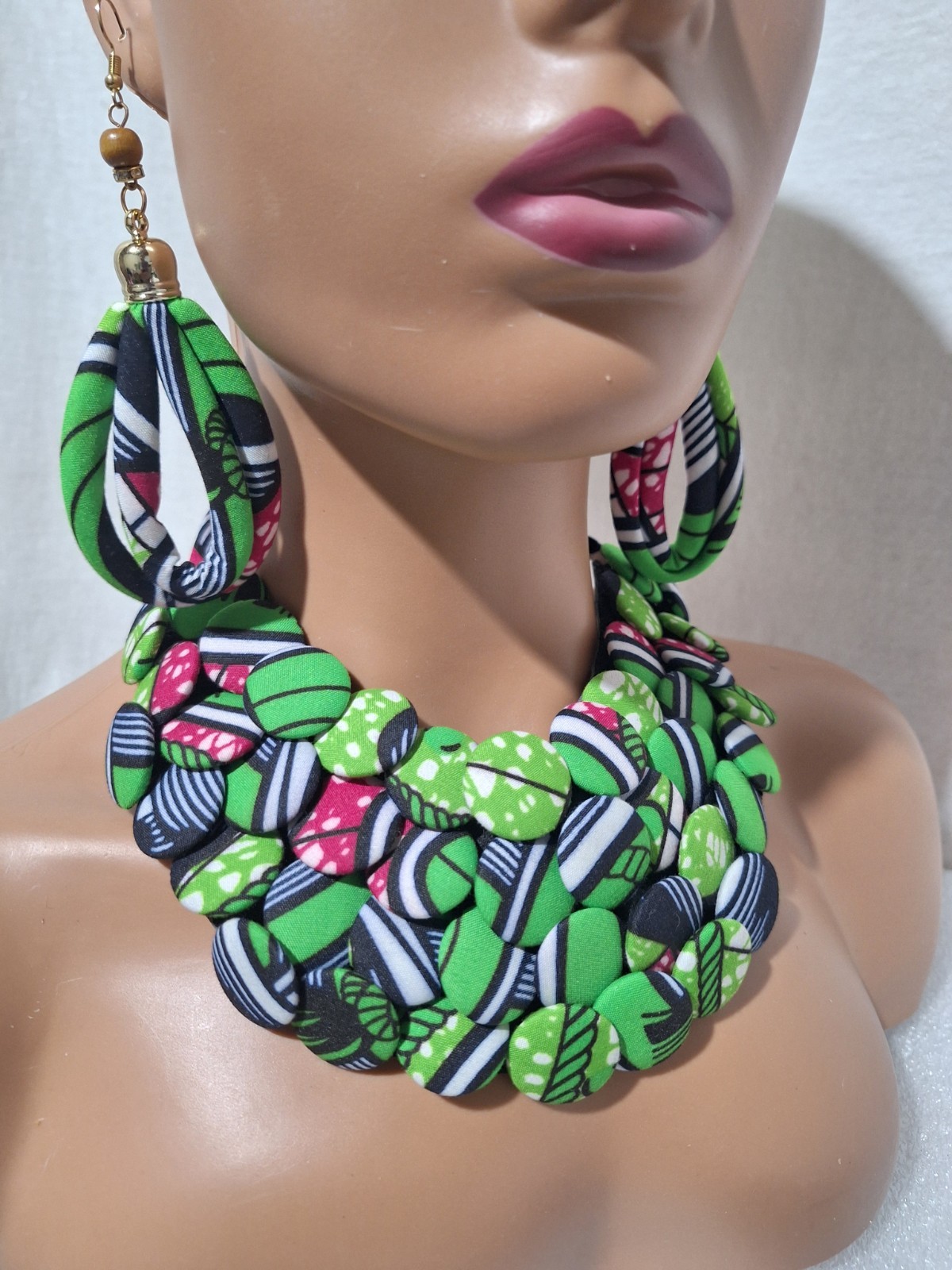 African Wax Print Necklace Set