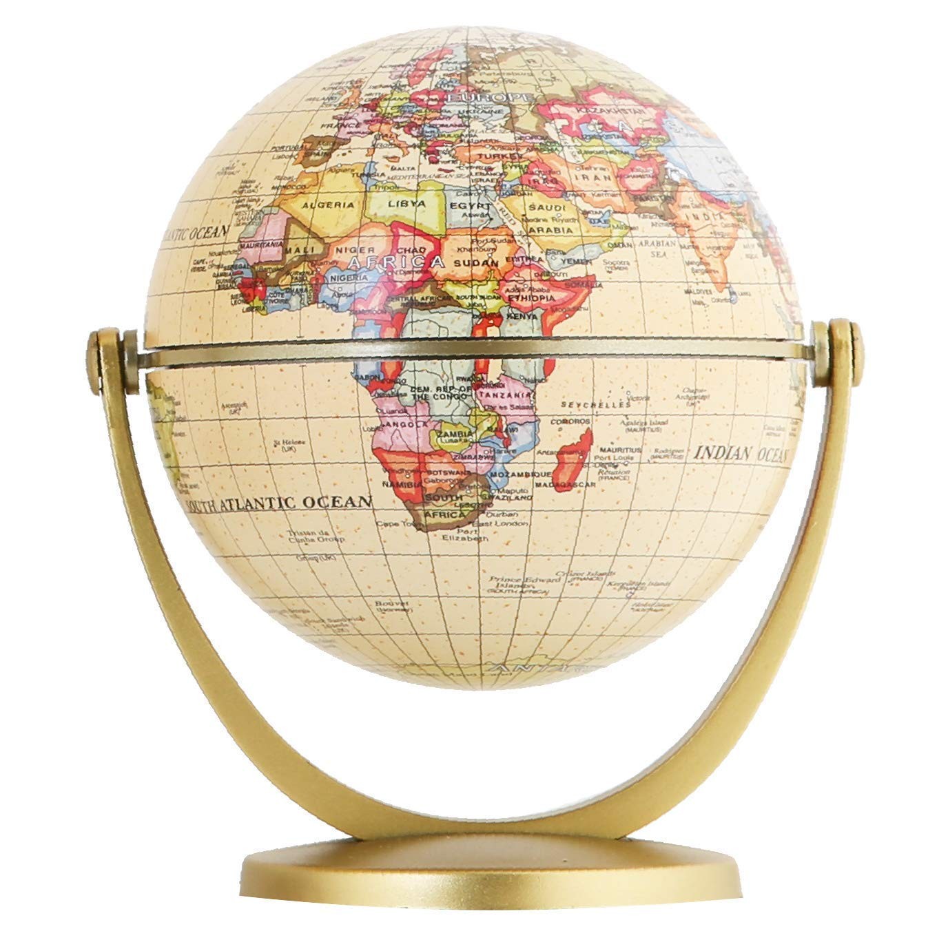 Mini Antique Globe 4-inch / 10 cm - Swivels in All Directions Educational, De...